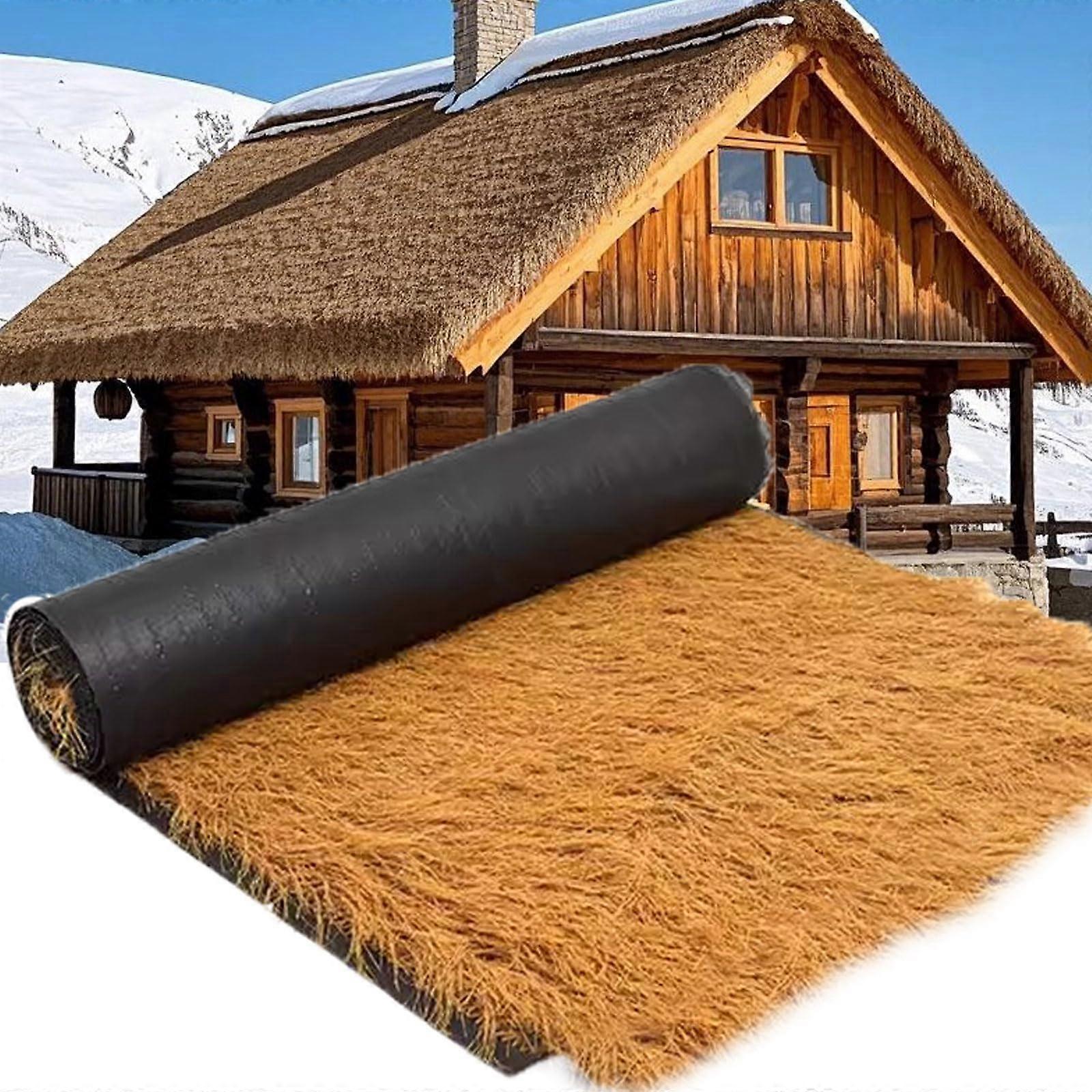 Artificial Straw Roof Roll for Tiki Bar, Synthetic Thatched Roof, Yellow Palapa (0.5*1m)