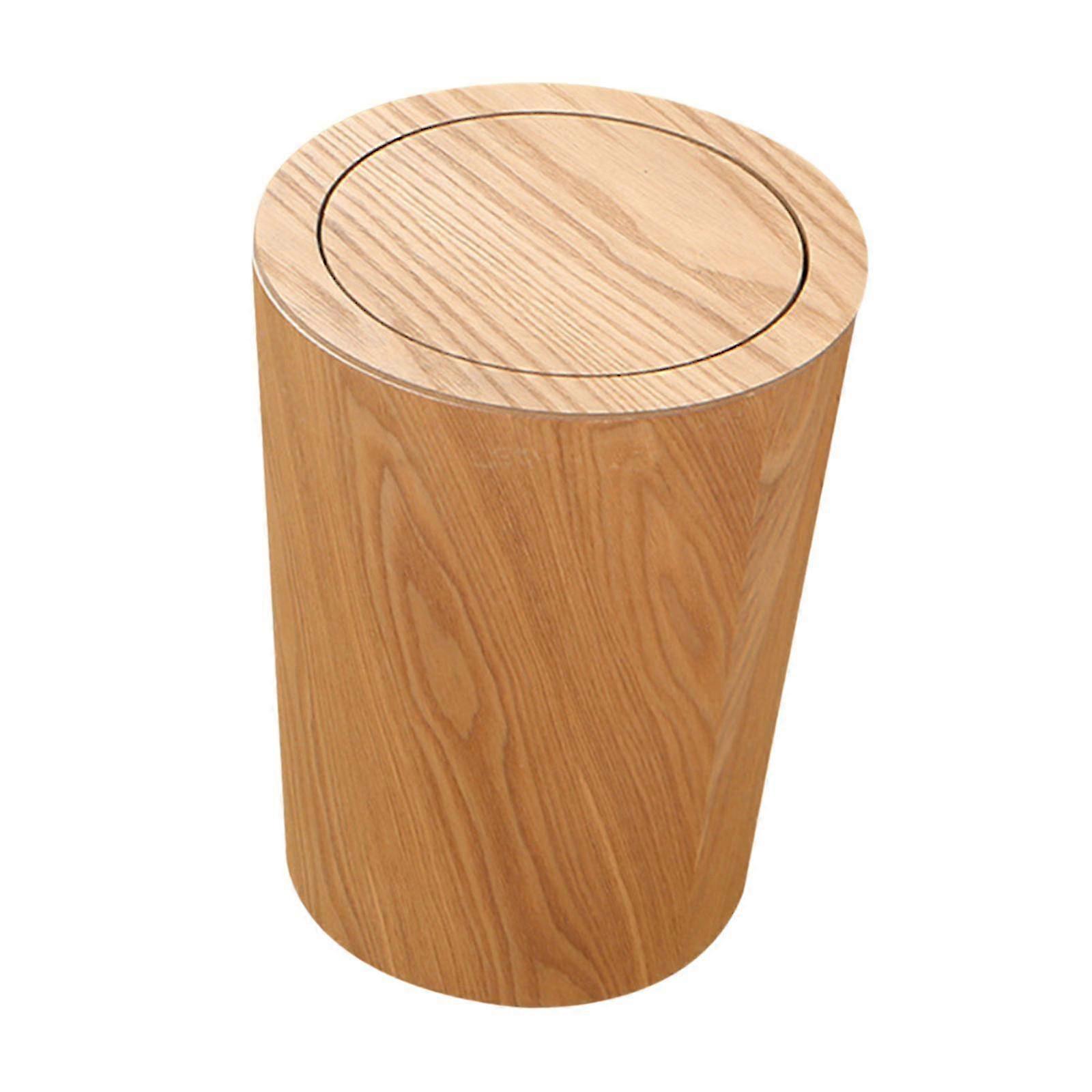 10L Garbage Recycling Bin with Lid for Entryway, Powder Room, Office, Deep Brown Color Suitable for Various Spaces