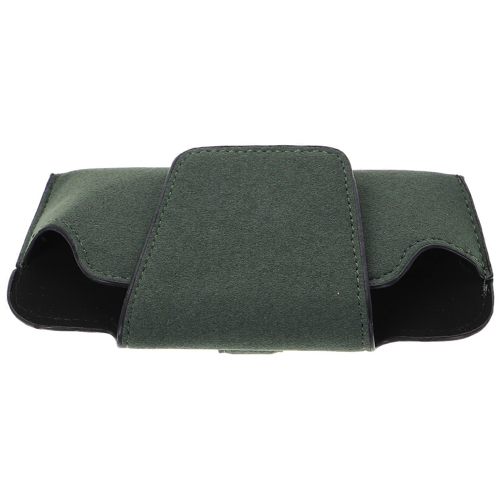 Sunglasses Case For Car Dark Green Rectangular Shape Scratch Protection 17.00X9.00X5.00CM 1Set