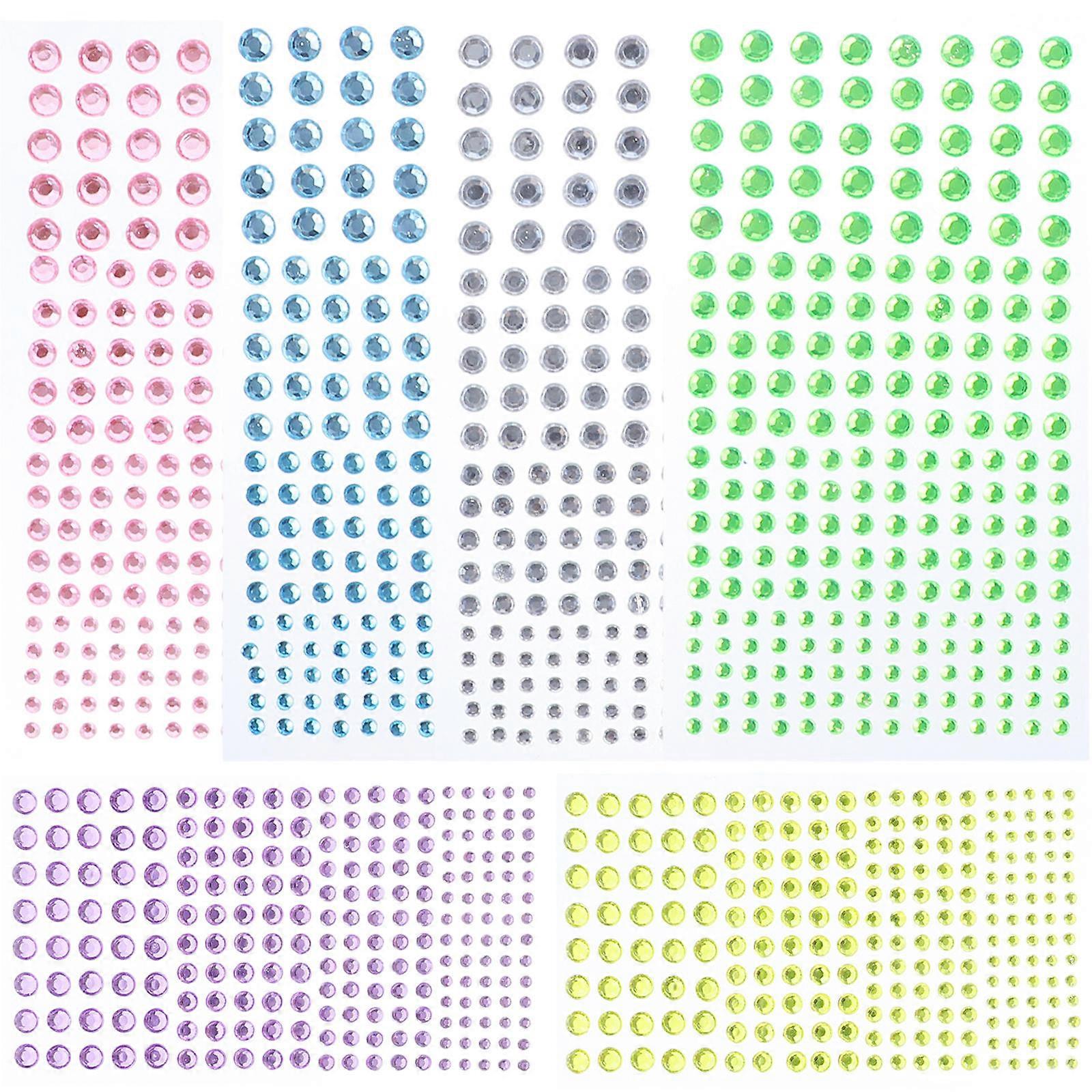 Rhinestone Stickers Self Adhesive Acrylic Assorted Color Strong Viscosity for Face Gems DIY Use