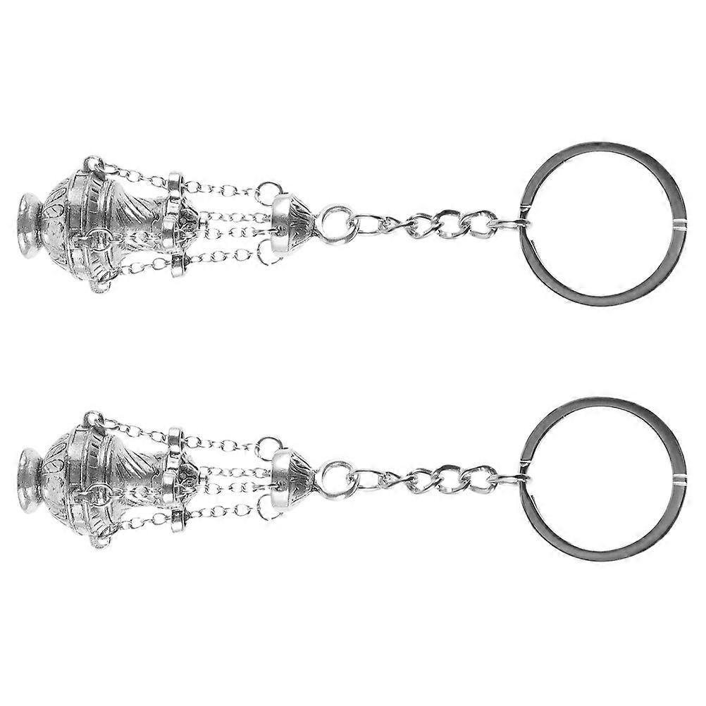 Key Chain Car Censer Multi-Functional Car Accessories Unique Shape Silver 11.50X3.00X2.00CM 2Pcs