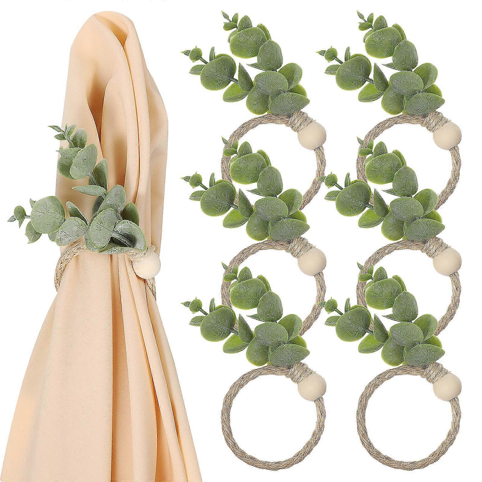 Table Napkin Holders Leaf Shaped Securing Towels 6Pcs