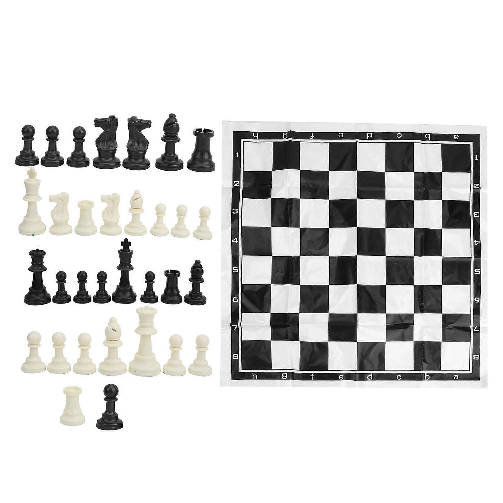 32pcs Plastica Internazionale Scacchi Gioco Completo Chessmen Set Bianco e Nero Intrattenimento