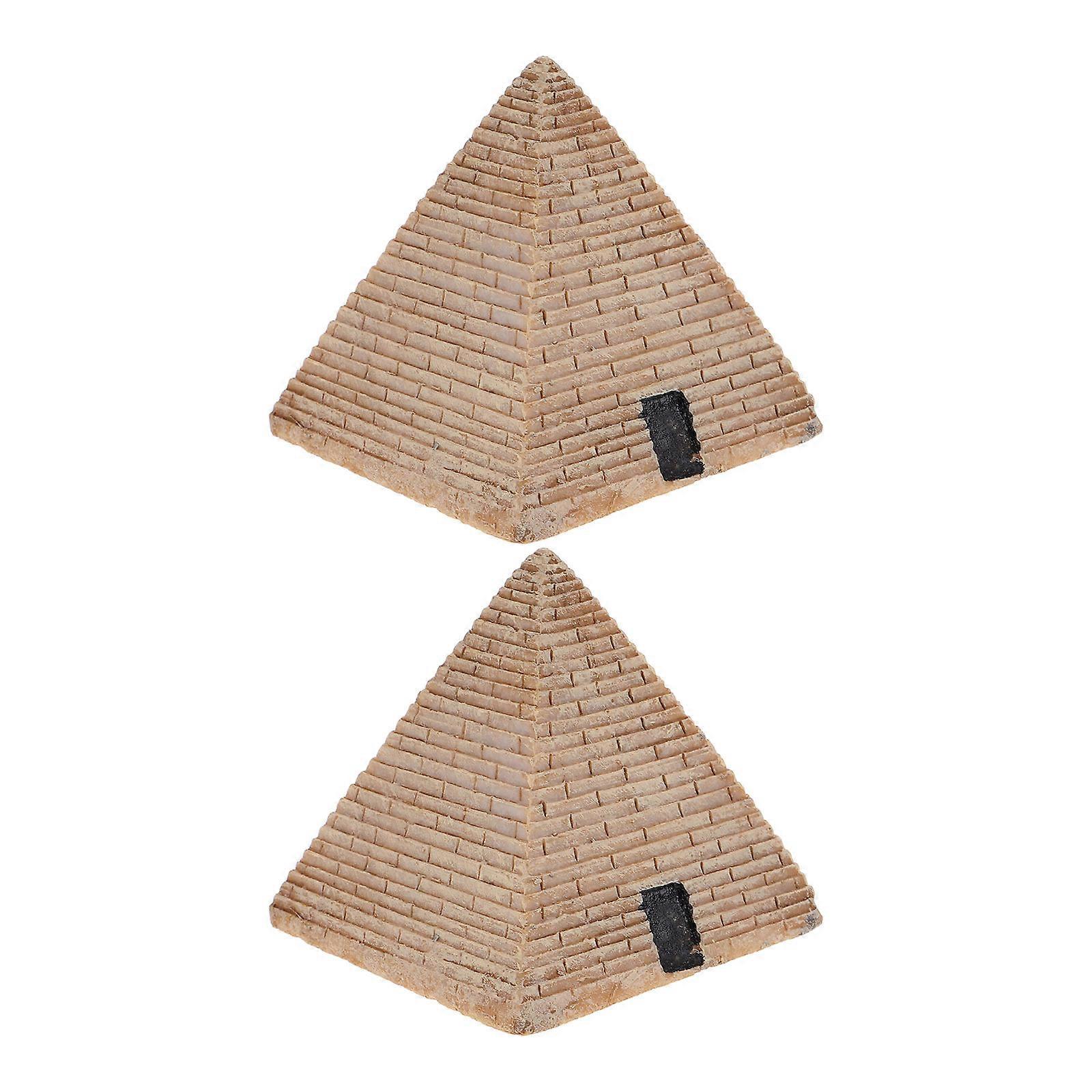 2pcs Resin Pyramid Ornament Ancient Egyptian Design Decorative Home Accessory Stress Relief Mood Enhancement