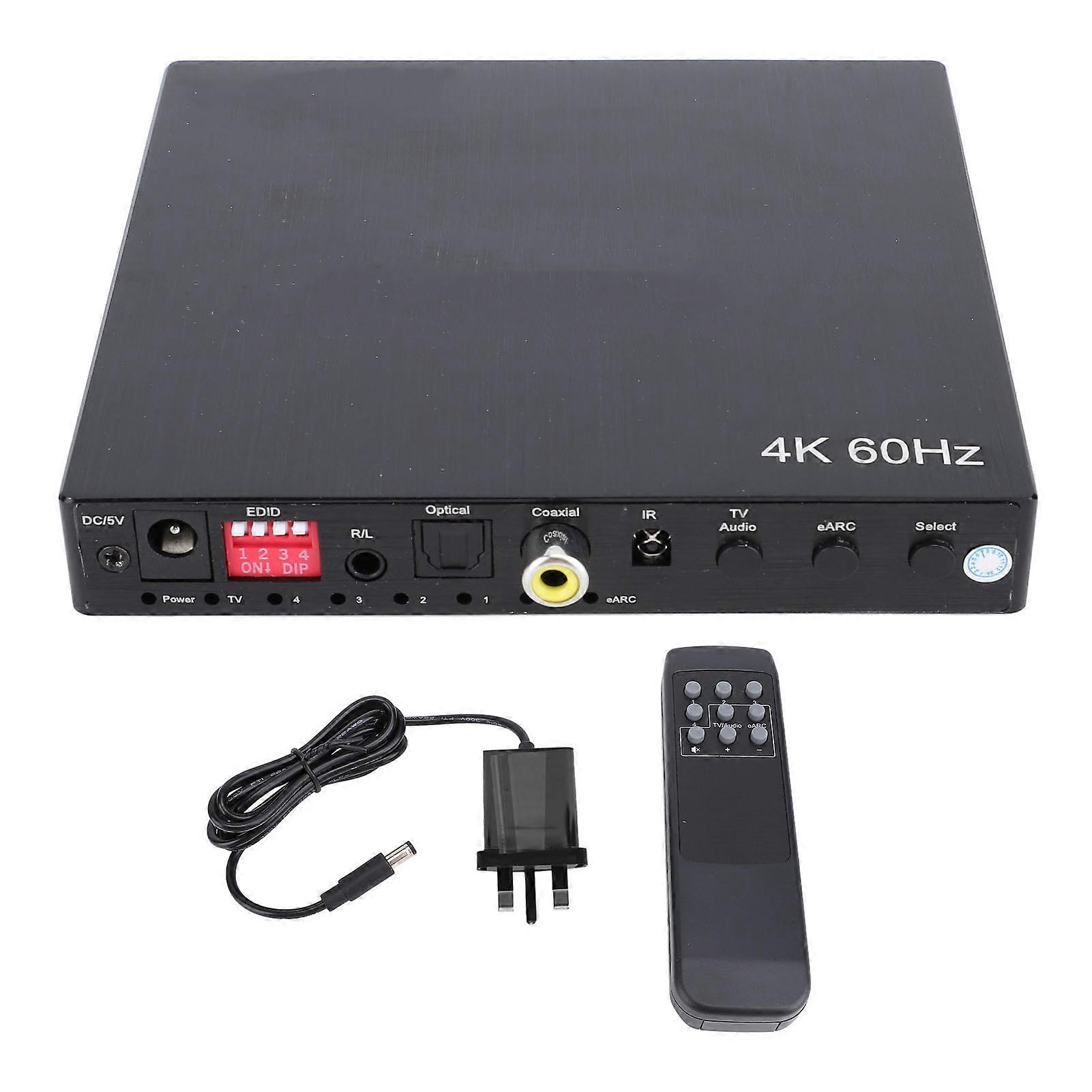 4K eARC HD Multimedia Interface Bi-Directional Switch 4x1 with Remote and EDID UK Plug