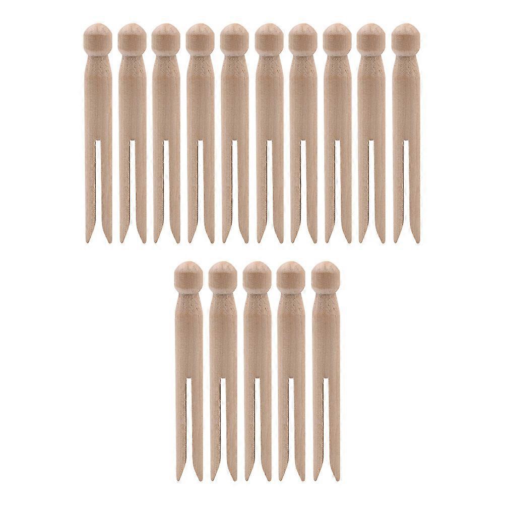 Small Clips Hanging Multi Functional Wood Clips Home Use Beige 15Pcs