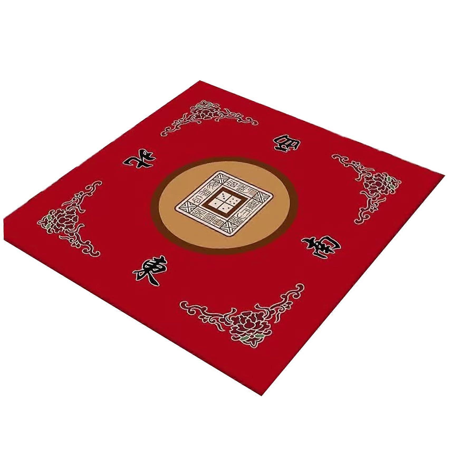 32 x 32 Inch Mahjong Table Mat Noise Reduction Mahjong Mat for Blackboard Mahjong Games for Poker, Mah Jongg Mat Red