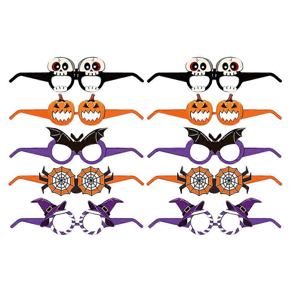 Delicate Paper Eyeglasses Pattern Decorative Halloween Glasses For Various Events 10Pcs