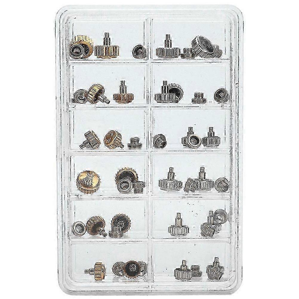 40PCS Waterproof Watch Crowns Replacement Kit - Assorted Repair Tools with Storage Box for Easy Organization