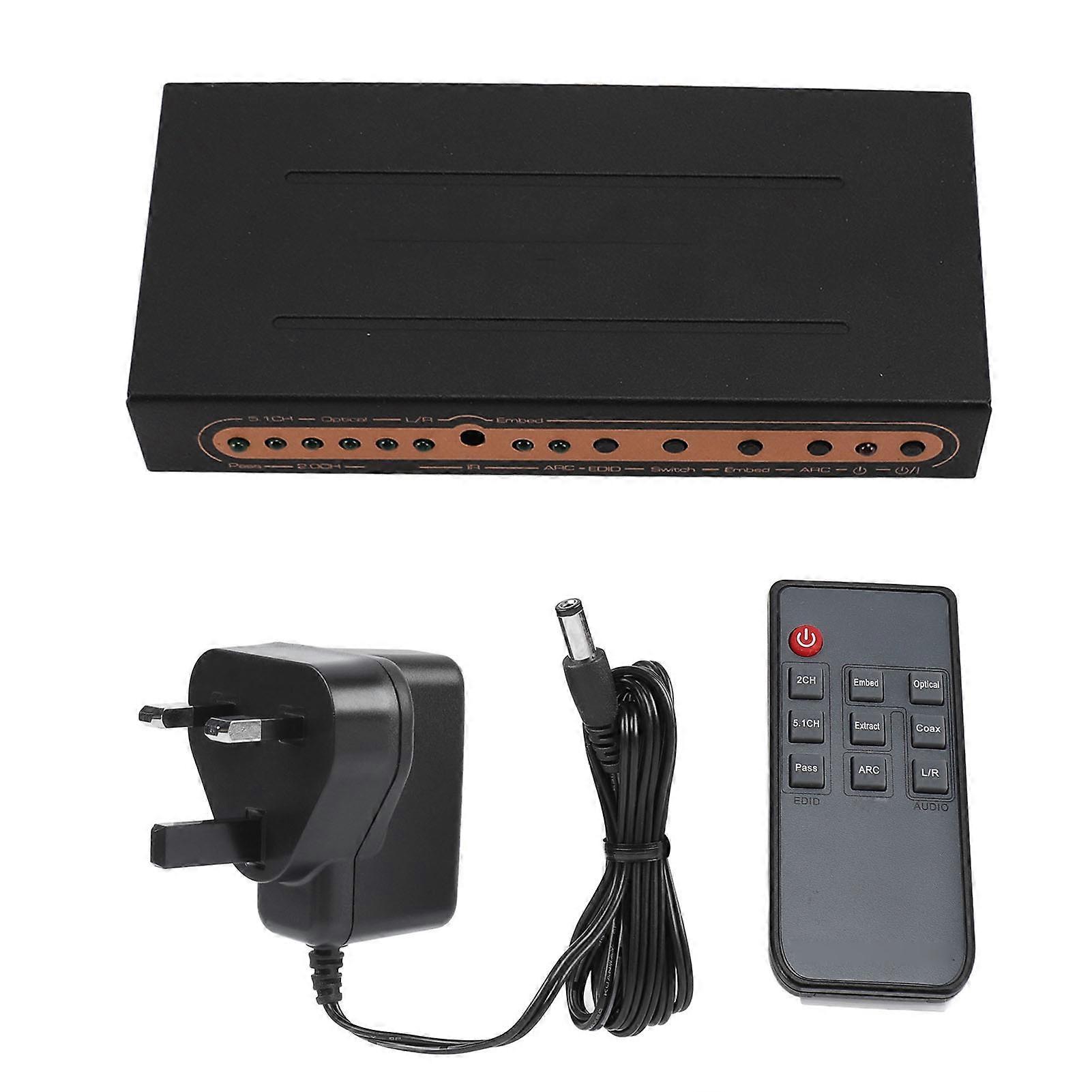 4K HD Multimedia Interface Extractor with ARC, 5.1CH Support, UK Plug, Digital Splitter