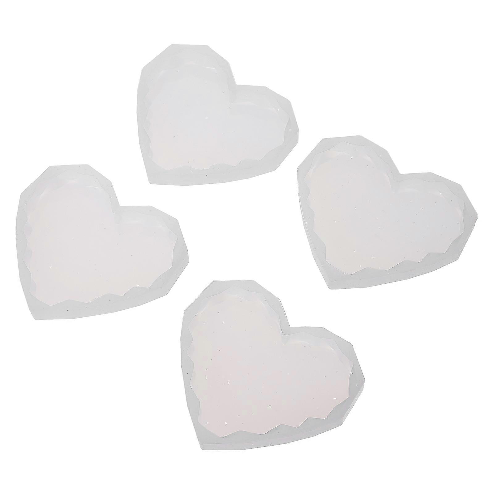Set de matrițe din silicon în formă de inimă Matrițe de turnare epoxidice durabile, antiaderente pentru covorașe de cupă DIY, meșteșuguri și decorațiuni (4 buc)