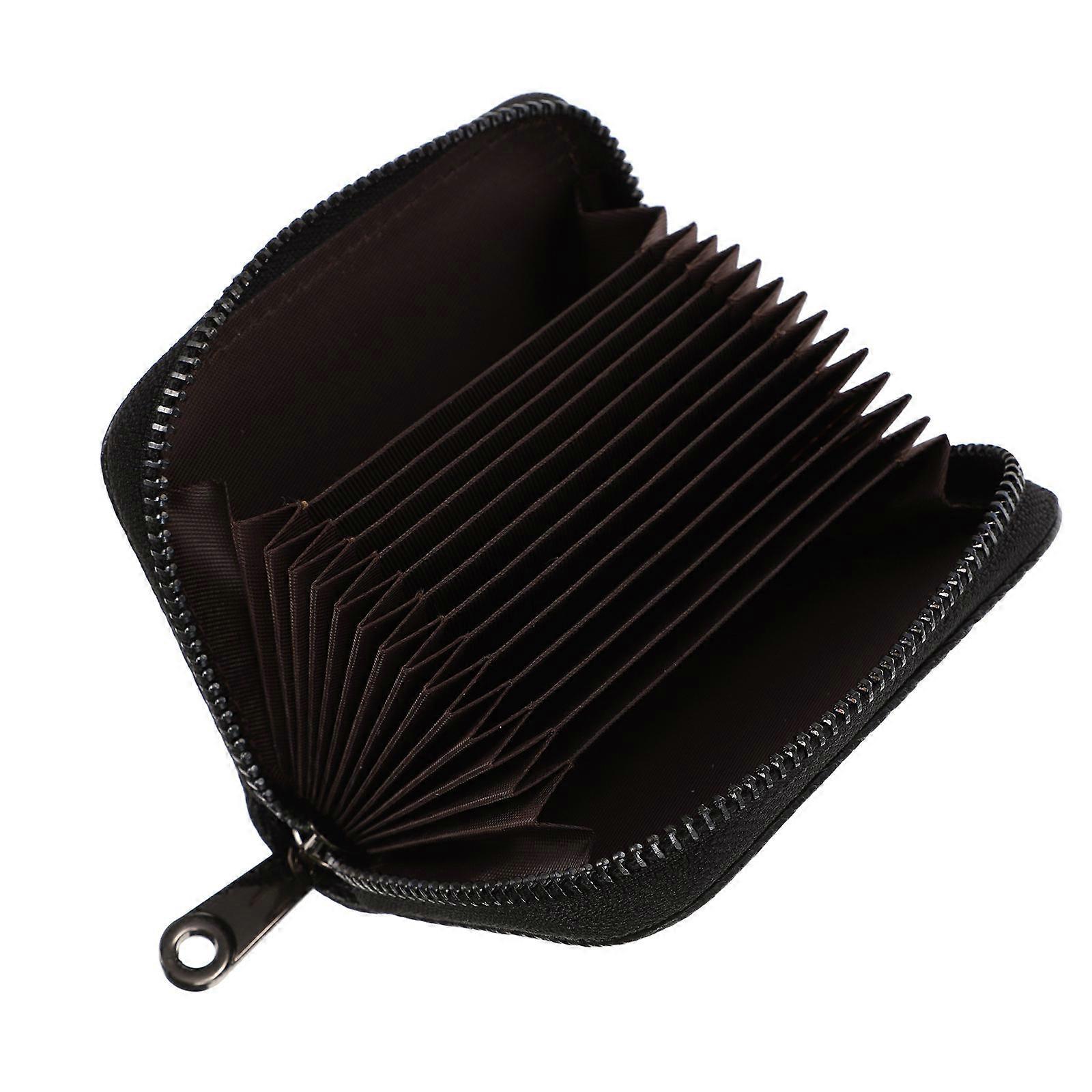 Black PU Cards Wallet with Multigrid Slots for Storage Easy to Clean and Durable 1pc