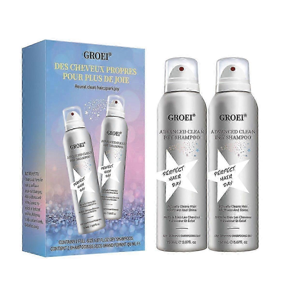 2 Pcs Shampooing sec, Shampooing sec volumateur pour cheveux instantanément frais, Shampooing sec Spray volumateur, Shampooing sec pour cheveux foncés, rafraîchissant et non gras