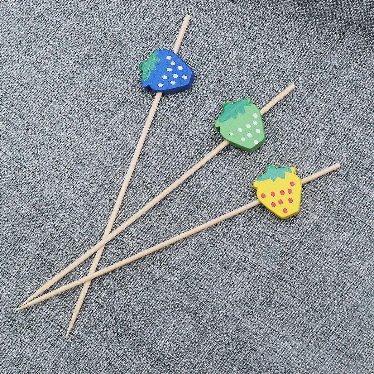 Elegant Disposable Cocktail Picks for Fruit and Appetizers with Strawberry Design Assorted Color 200 Pcs