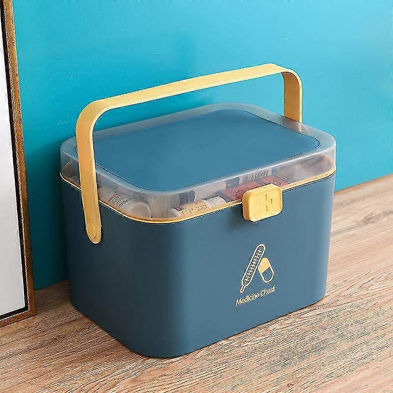 Portable Large Home Care Medicine Storage Box with Multi-Layer Compartments for First Aid and Household Use