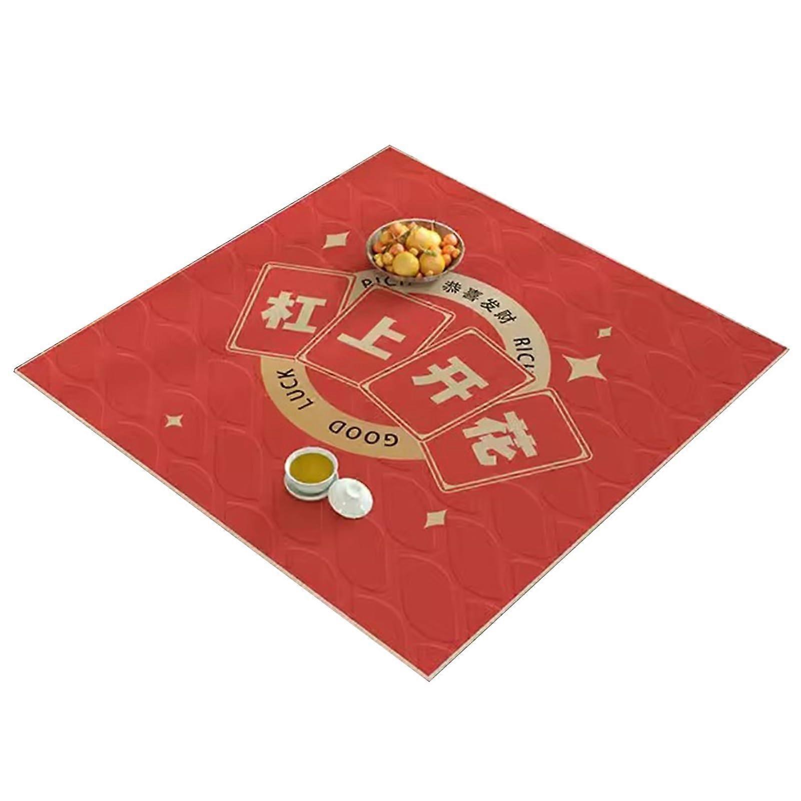 Mahjong Mat 85x85cm, Silent Non-Slip Table Mat for Family Games with Storage Bag, Mixed Color Design