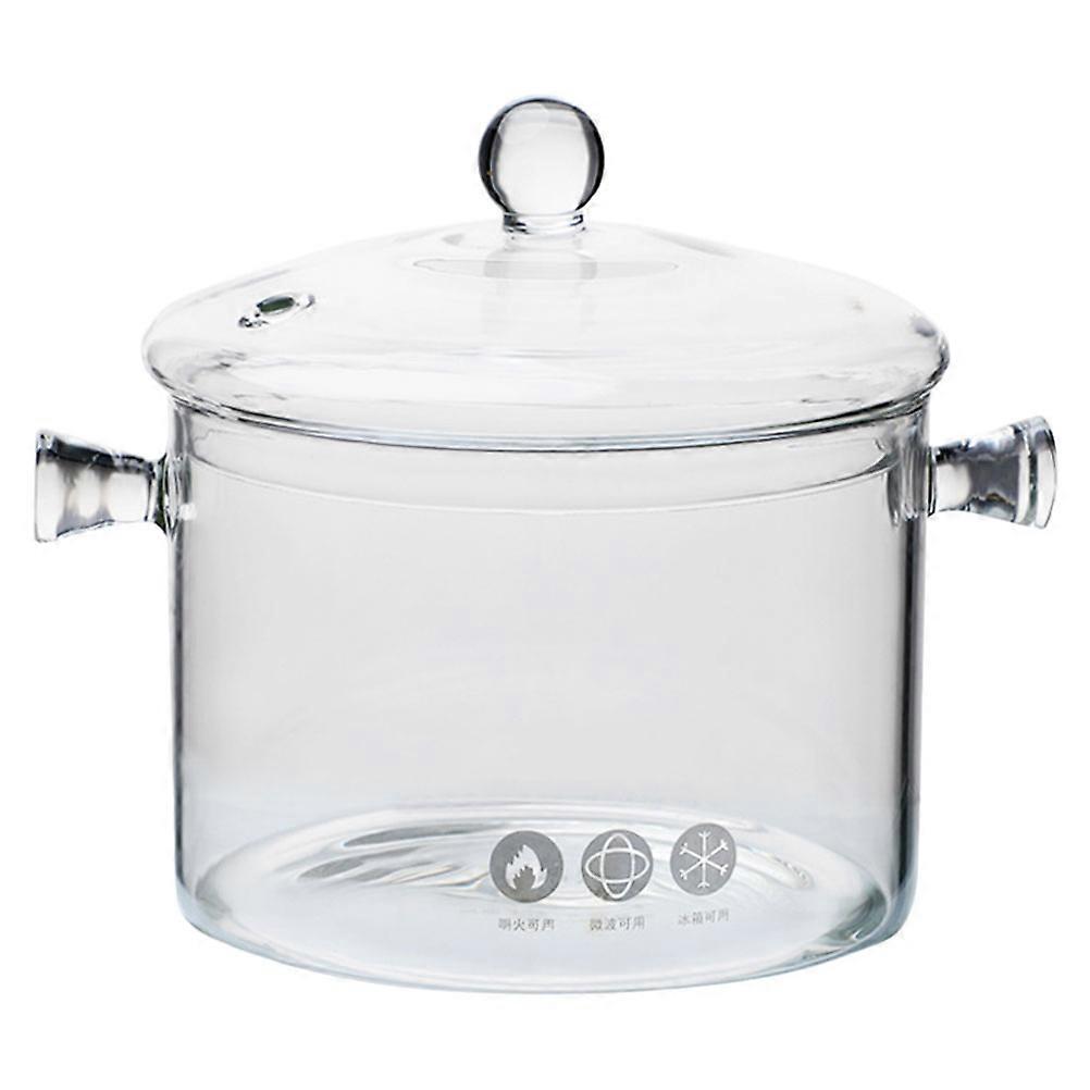 Clear Glass Simmer Pot With Lid Practical Stew Pot Thermal Conductivity All Users 1600ml 1Pack