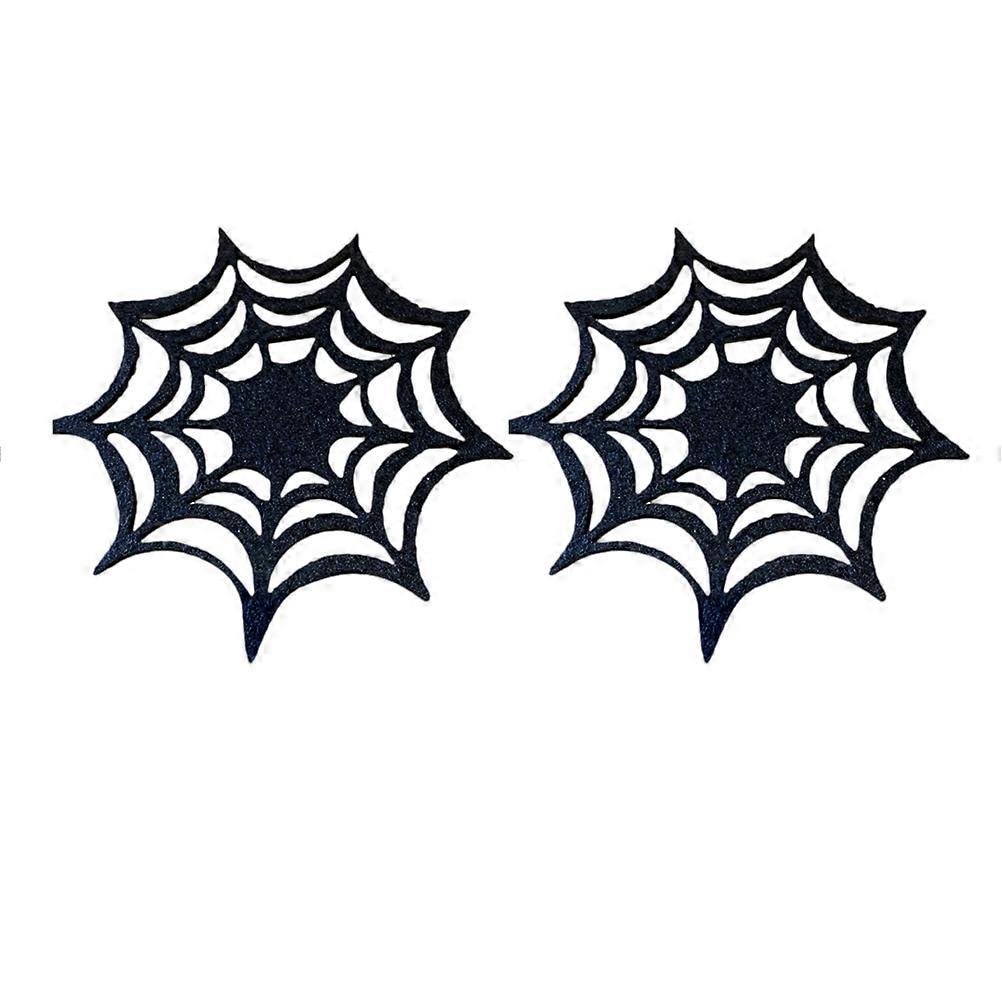 Halloween Placemat with Spider Web Pattern for Table Protection and Decoration Black Nonwovens 2pcs