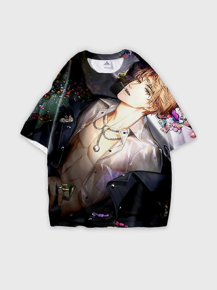 T-shirt round neck Role Pattern loose short sleeve E1713