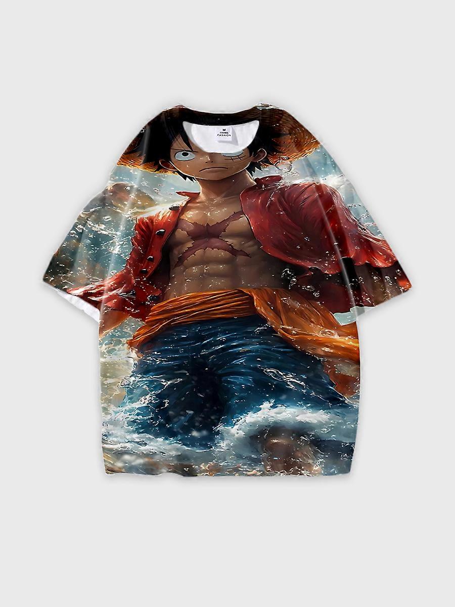 T-shirt round neck Role Pattern loose short sleeve B1309