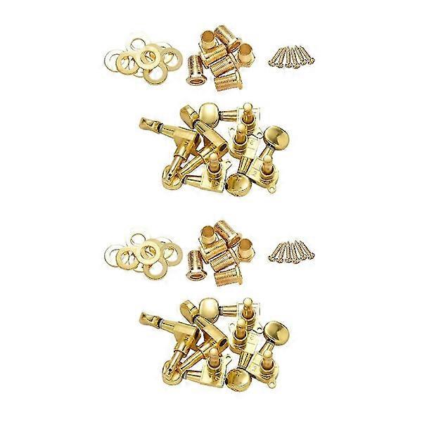 12 guitar string tuning pegs/machine heads (left & right) with ferrules, threaded.
