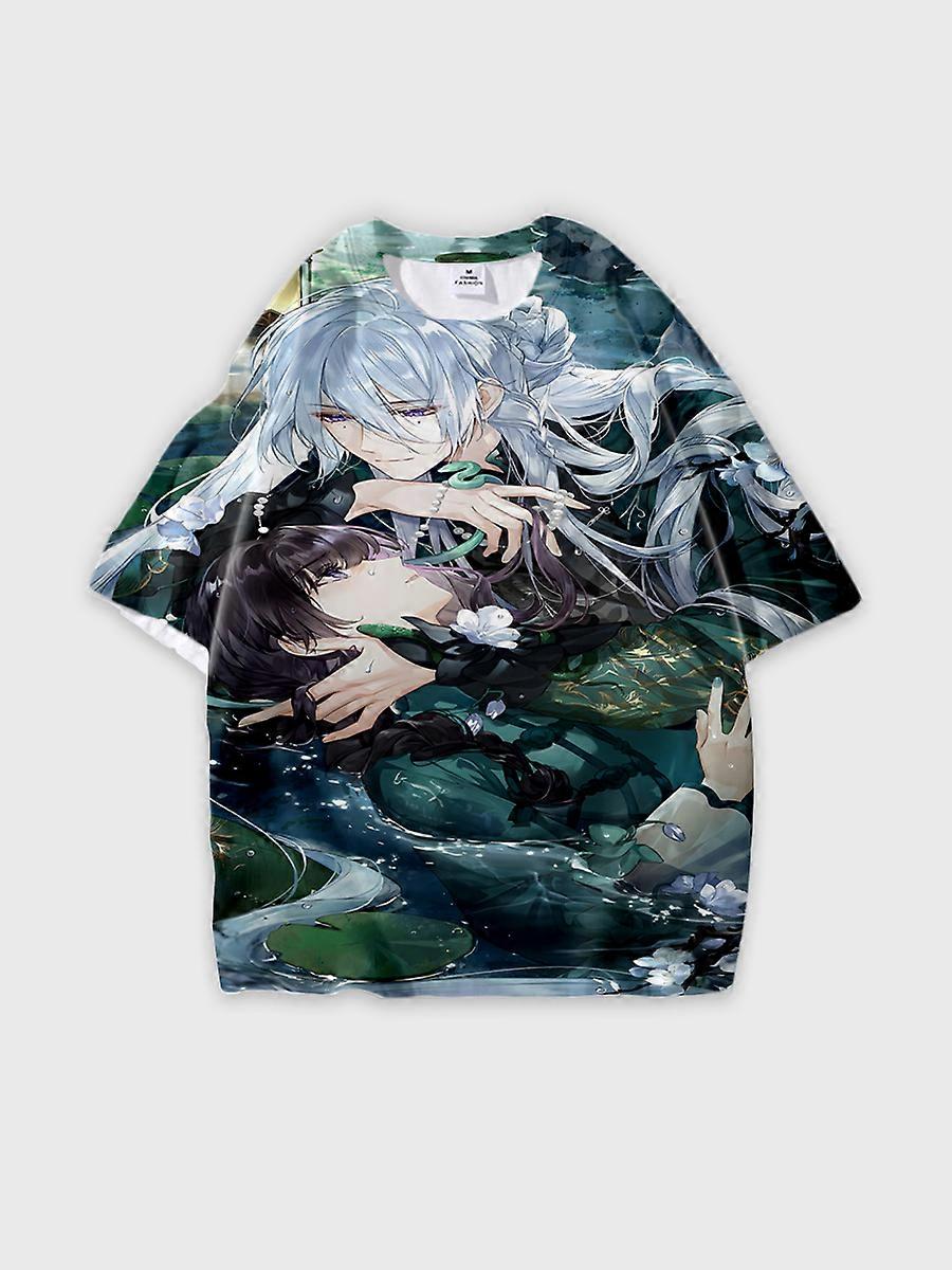 T-shirt round neck Animation Character Pattern loose short sleeve E2214