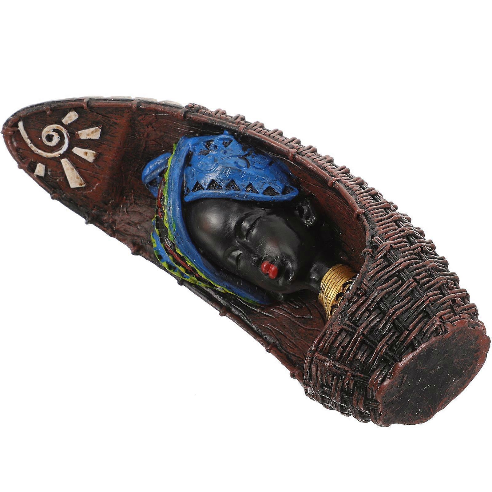 African Art Sculptures Resin Craft Home Decoration Statue Ornament Creative Design Dark Red 1Set