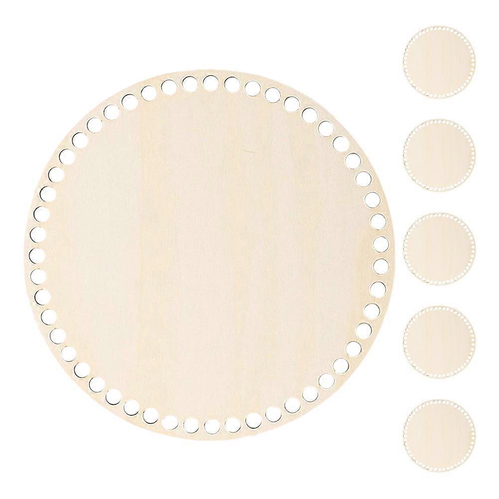 6個の天然木バスケットベースサークルブランクかぎ針編みバスケット木製ベースラウンドバスケットベースDIYバスケット織りかぎ針編み用品用穴付き