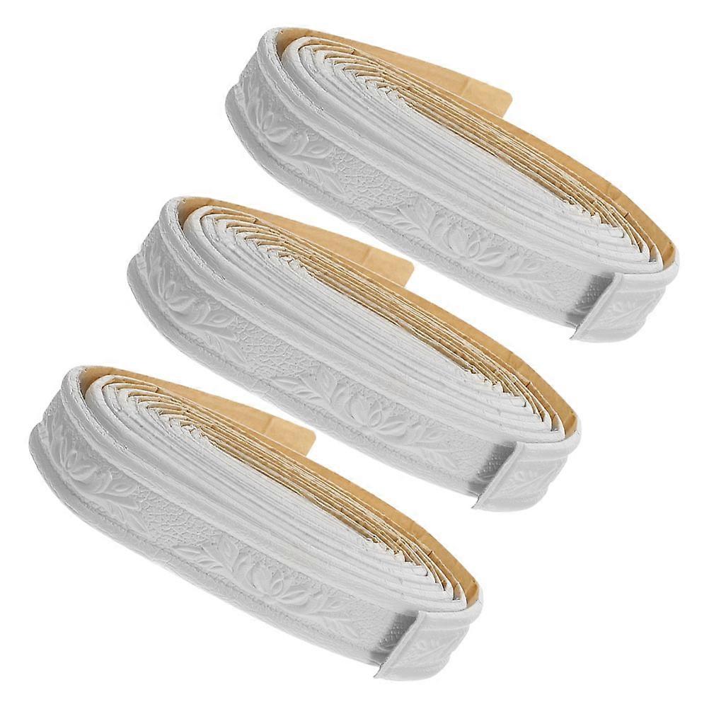 3pcs Self Adhesive Soft Foam Trim for Wall Borders and Ceiling Decoration White