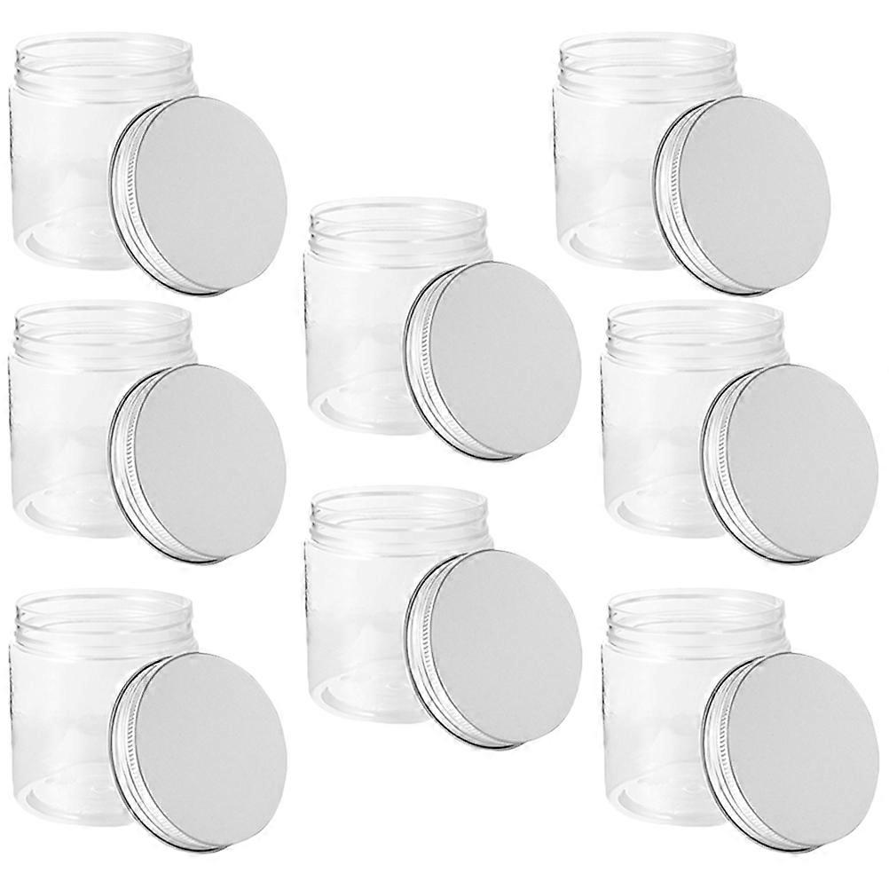 8pcs Grey PET Jars with Aluminum Lid Ideal for Home Use Storage of Spices and Jams