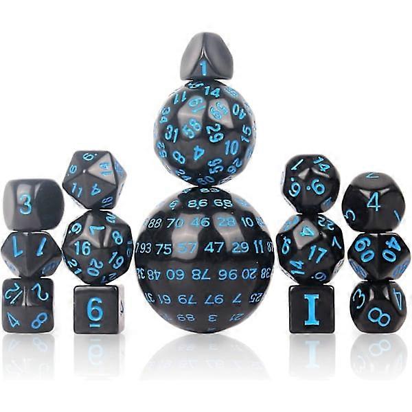 Dobbelstenenset, rollenspel dobbelstenen, veelvlakkige dobbelstenen set met 15 dobbelstenen D3-D100