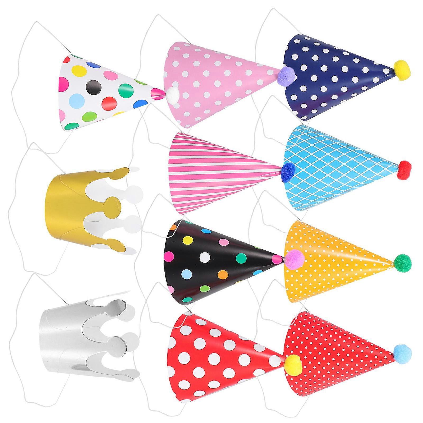 44pcs Colorful Crown Party Hats, Paper Cone Birthday Party Accessories, Photo Booth Props, Lightweight Comfortable Design