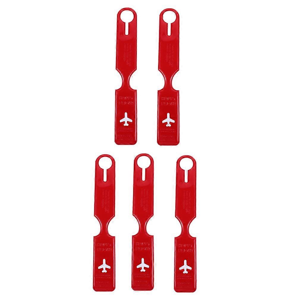 5pcs Red Luggage Tags for Travel Bags Lightweight ID Labels with Smooth Edges for Easy Suitcase Identification at Airport Baggage Claim