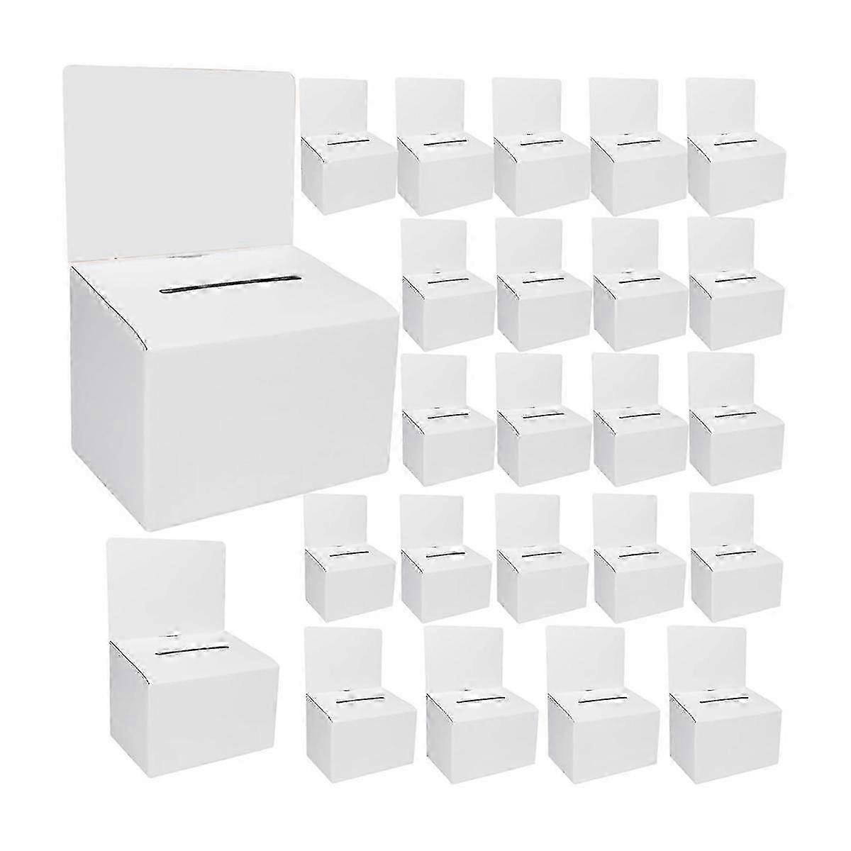 24 Pack Cardboard Ballot Box with Slot, Raffle Boxes 6x6Inch, Suggestion Boxes with Removable Slot, Donation Boxes