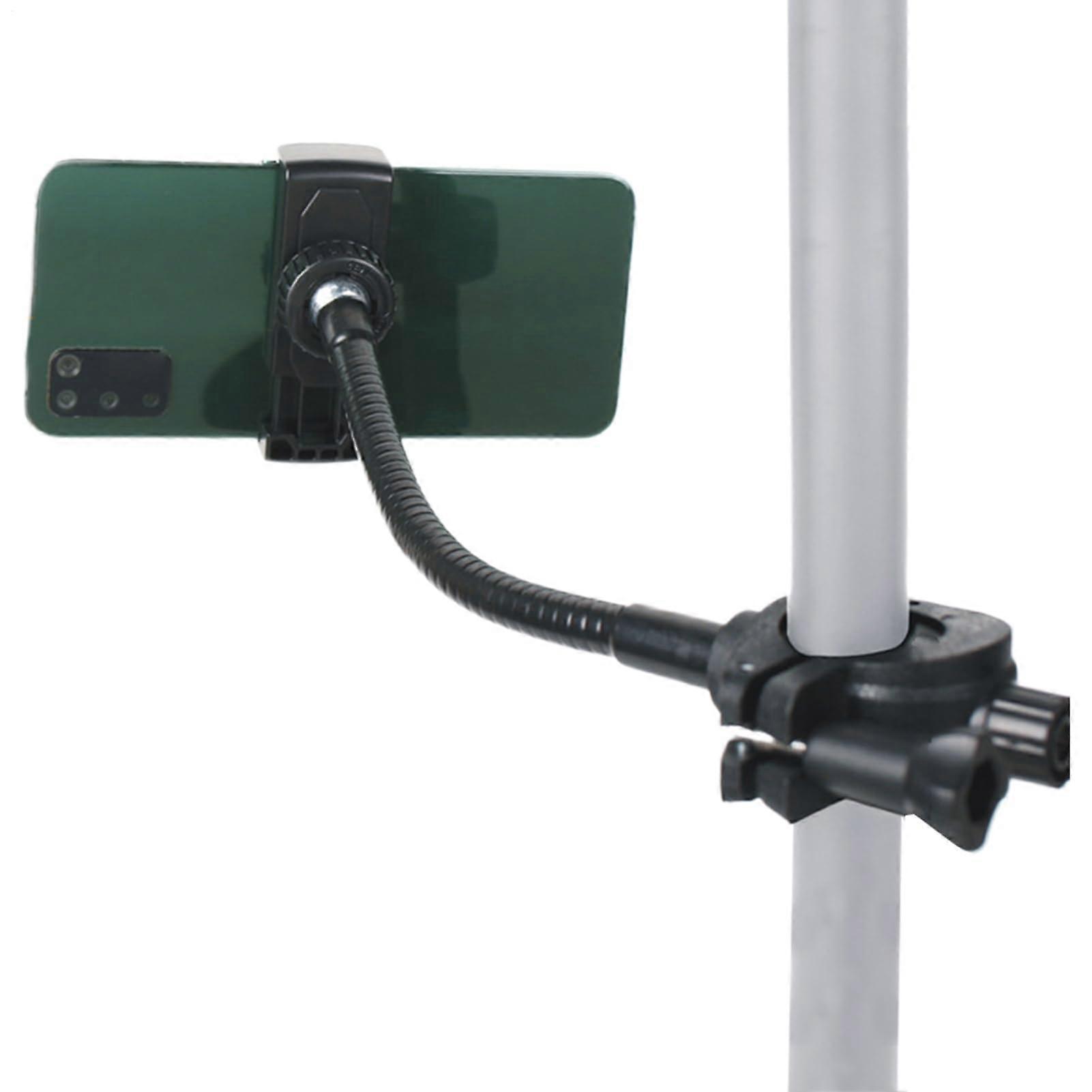 Smartphone Holder For Microphone Stand, Adjustable Long Goose Neck Mount For Drums, Music Studio Compatible