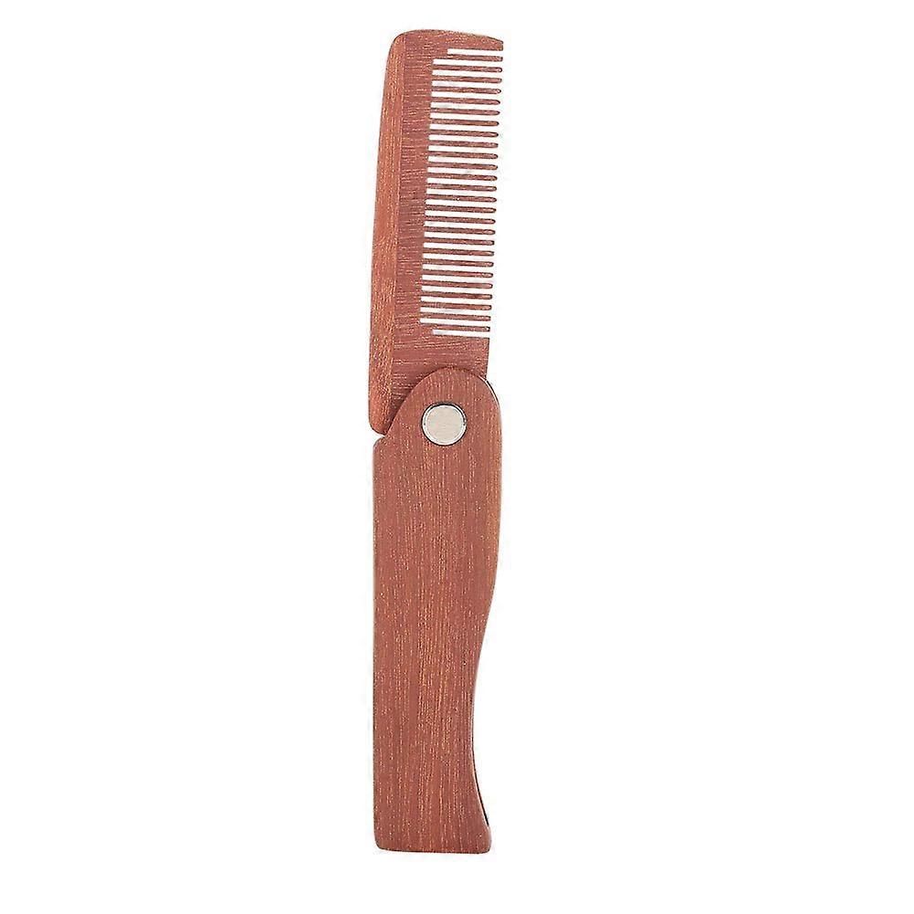 Portable Wooden Beard Comb, Folding Pocket Beard Styling Comb for Men’s Hair, Compact Travel Size Design
