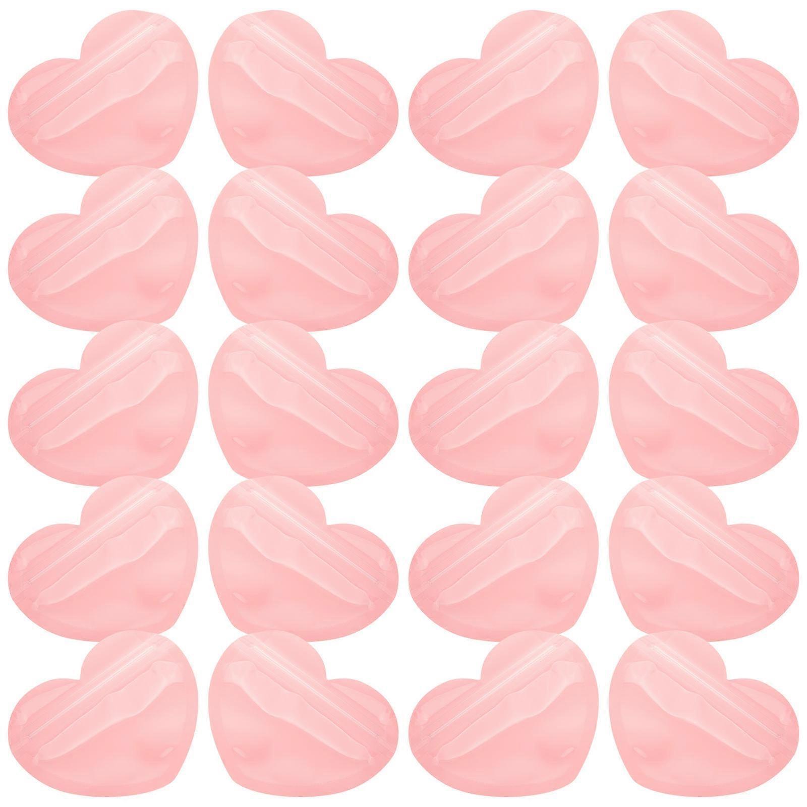 50 pcs Pink Heart Shaped Self Sealing Plastic Bags for Jewelry and Treat Storage