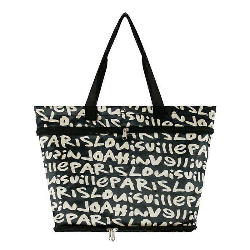 C90D 2 in 1 Foldable Shopping Bag with Wheels Waterproof Reusable Folding Trolley Bag Food Organizer
