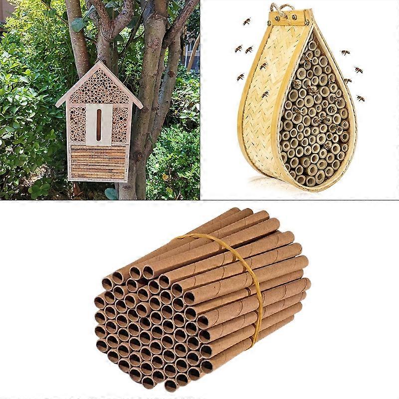 50Pcs Bee House Filling Tubes Bee Paper Tubes Insect Inserts Hive Nest Home Garden Pollinator Bee House Nest Tubes