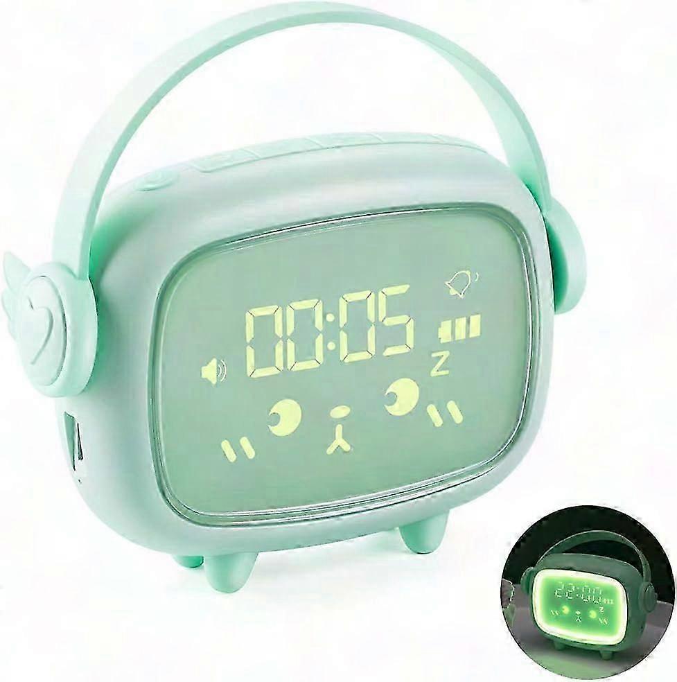 Kids Alarm Clock with Wake Up Light - LED Creative Cute Alarm Clock with Bedside Lamp - 2 Alarms Snooze Sleep Aid
