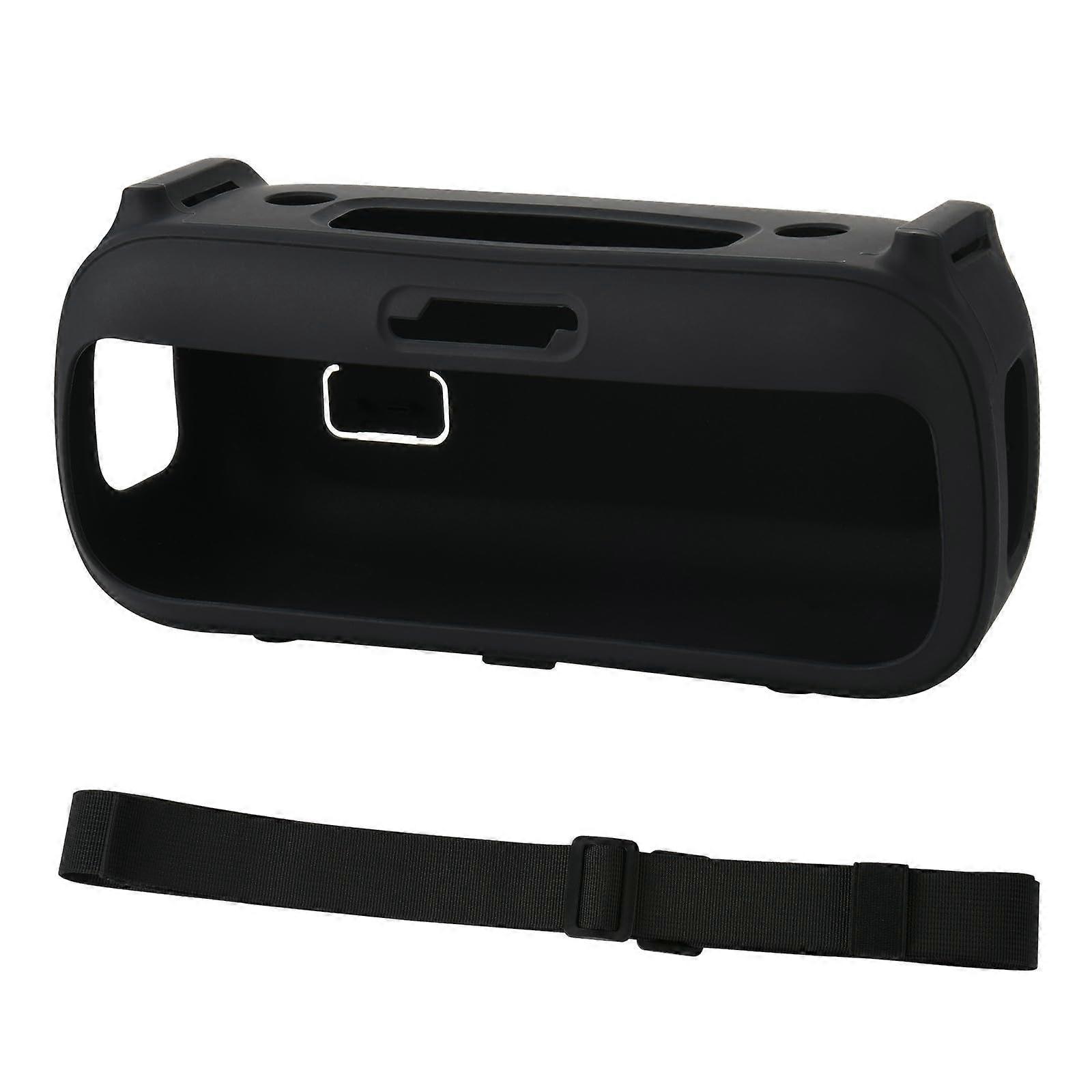 Silicone Protective Case for Speakers with Shoulder Straps, Shockproof, Black, Compatible with Various Speaker Models