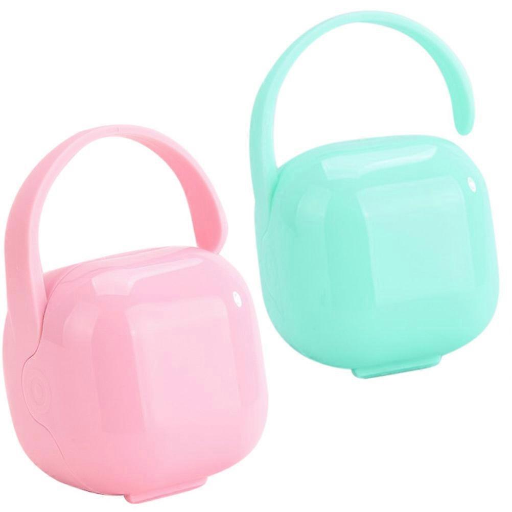 Assorted Color Portable Pacifier Box Travel Soother Case Protective Container for Outdoor Use 2Pcs