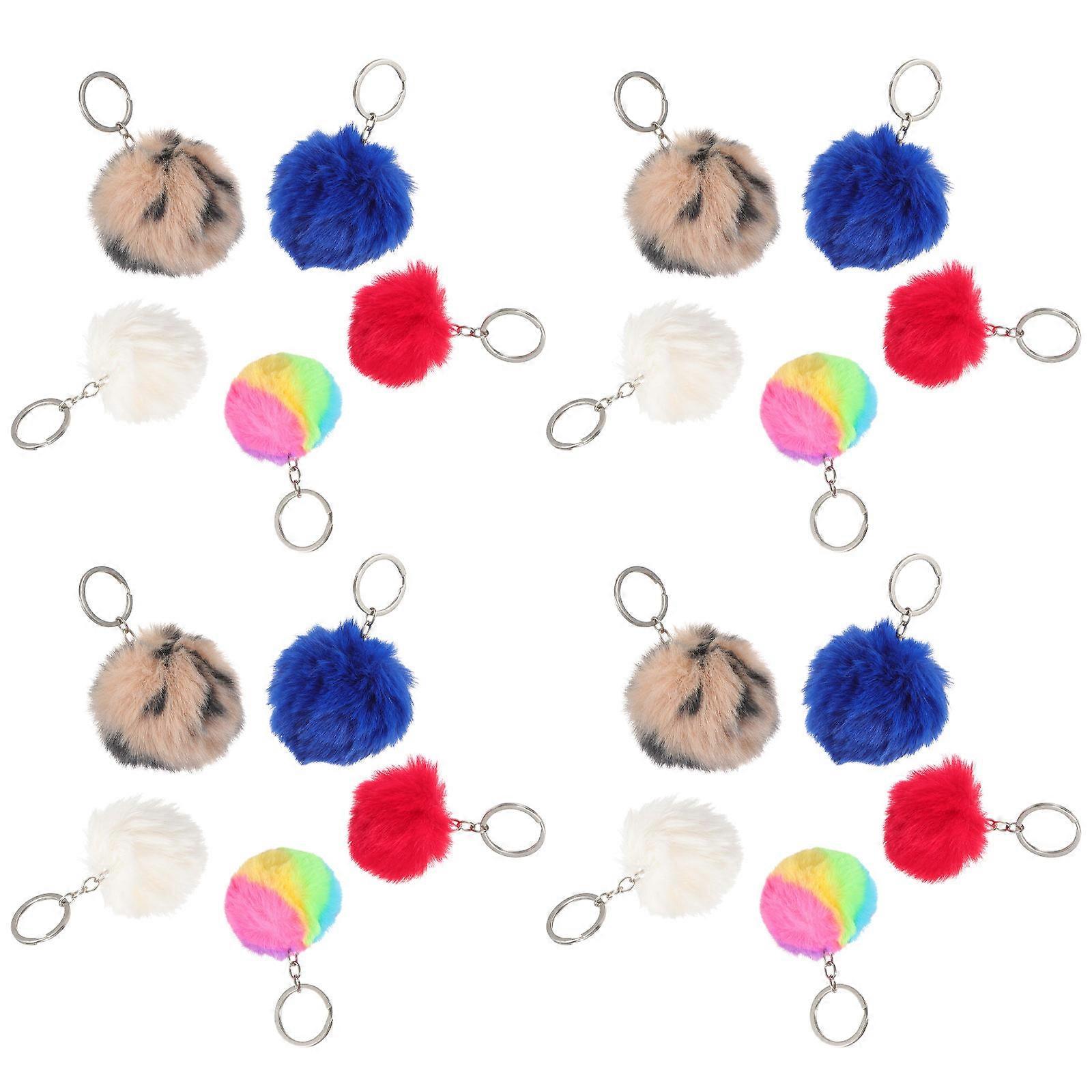 Assorted Color Faux Rabbit Balls Keychain Pendants for Bag Decoration 50Pcs Synthetic Material