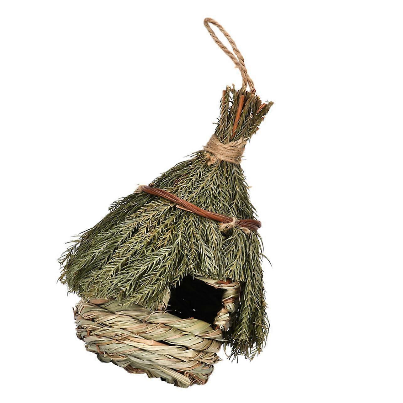Handmade Birdhouse Seagrass Decorative Hanging Bird Nest Box for Garden and Balcony Natural Bird Shelter for Wild Birds and Garden Decoration