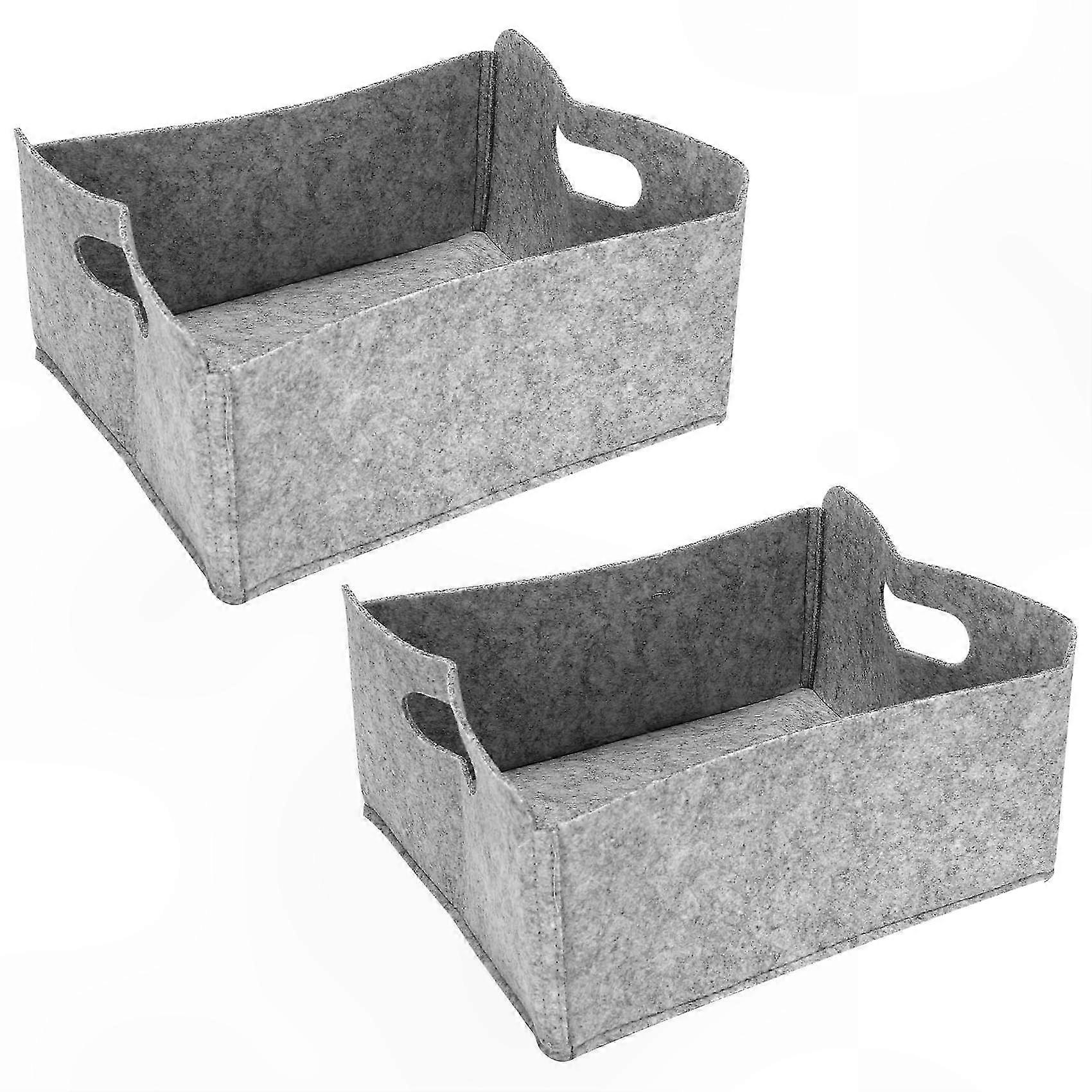 Set of 2 Felt Storage Bins with Handles, Foldable & Practical Organization Solution