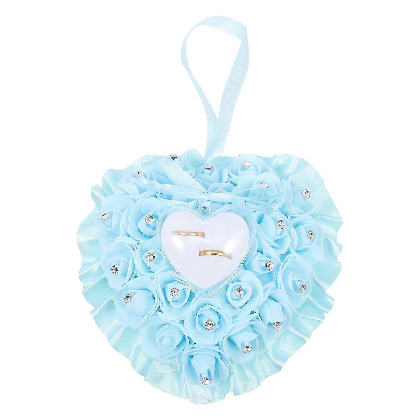 Wedding Heart Rose Flower Ring Box Ring Storage Case Ring Pude til bryllup