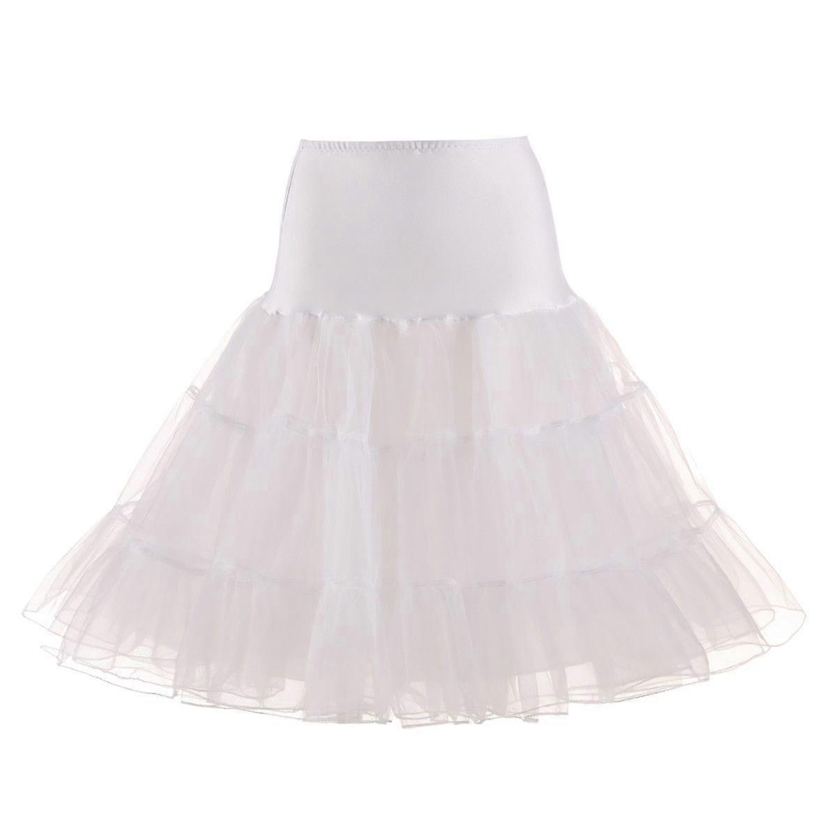 Λευκές Γυναίκες Hoopless Petticoat Retro Underskirt Tutu Φούστα Crinoline φόρεμα Εμφάνιση σκηνική φορεσιά για Cosplay Χορός Νυφικό - Μέγεθος XL