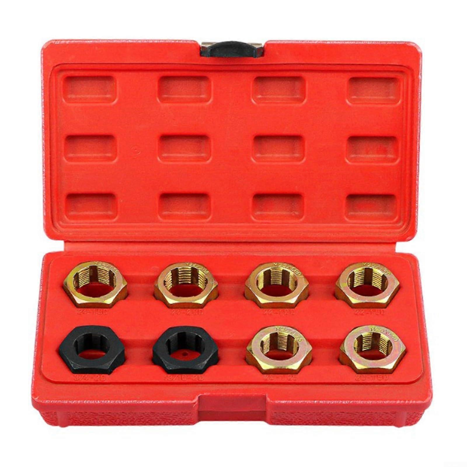 8 Piece Axle Thread Kit, Metric SAE Spindle Rethreading Tool Kit with Storage Case for Vehicle Threadfighter