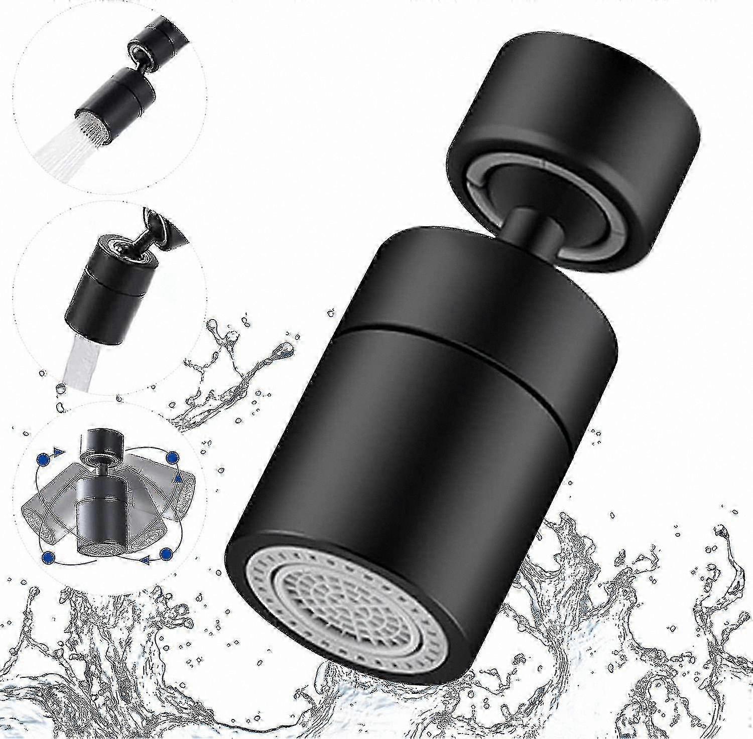 Adjustable 360° Swivel Faucet Aerator with Dual Modes, Universal Fit for Kitchen and Bath, 22mm Thread, Black, Single Pack