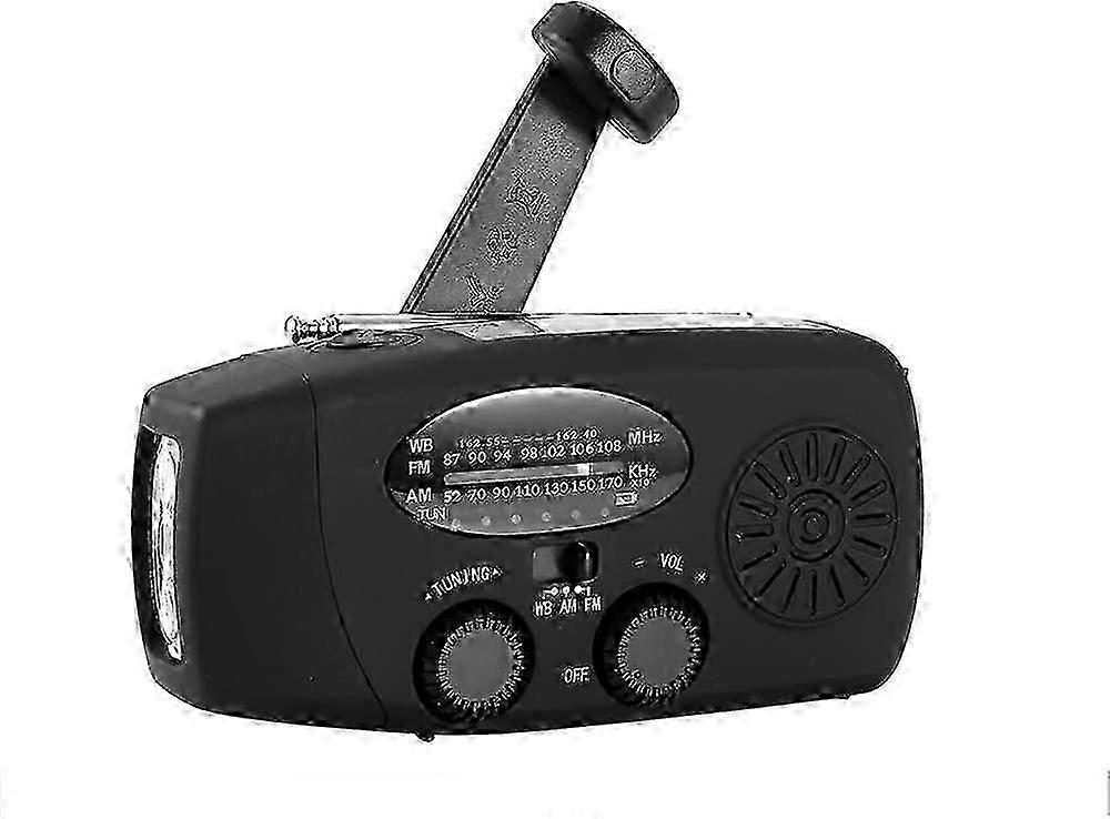 Radio solaire portable, radio AM/FM/NOAA auto-alimentée à manivelle